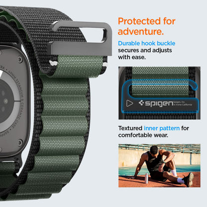 Spigen WBF1 rem för Apple Watch 49mm / 46mm / 45mm / 44mm Series, Svart Grön