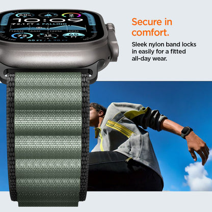 Spigen WBF1 rem för Apple Watch 49mm / 46mm / 45mm / 44mm Series, Svart Grön