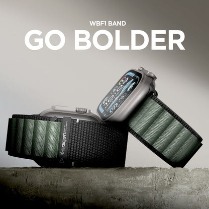 Spigen WBF1 rem för Apple Watch 49mm / 46mm / 45mm / 44mm Series, Svart Grön