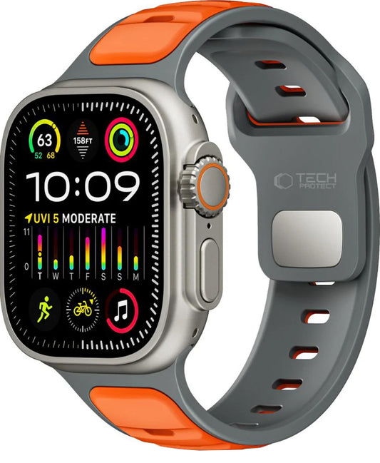 Tech-Protect Iconband Line rem för Apple Watch 49mm / 46mm / 45mm / 44mm Series, Grå Orange