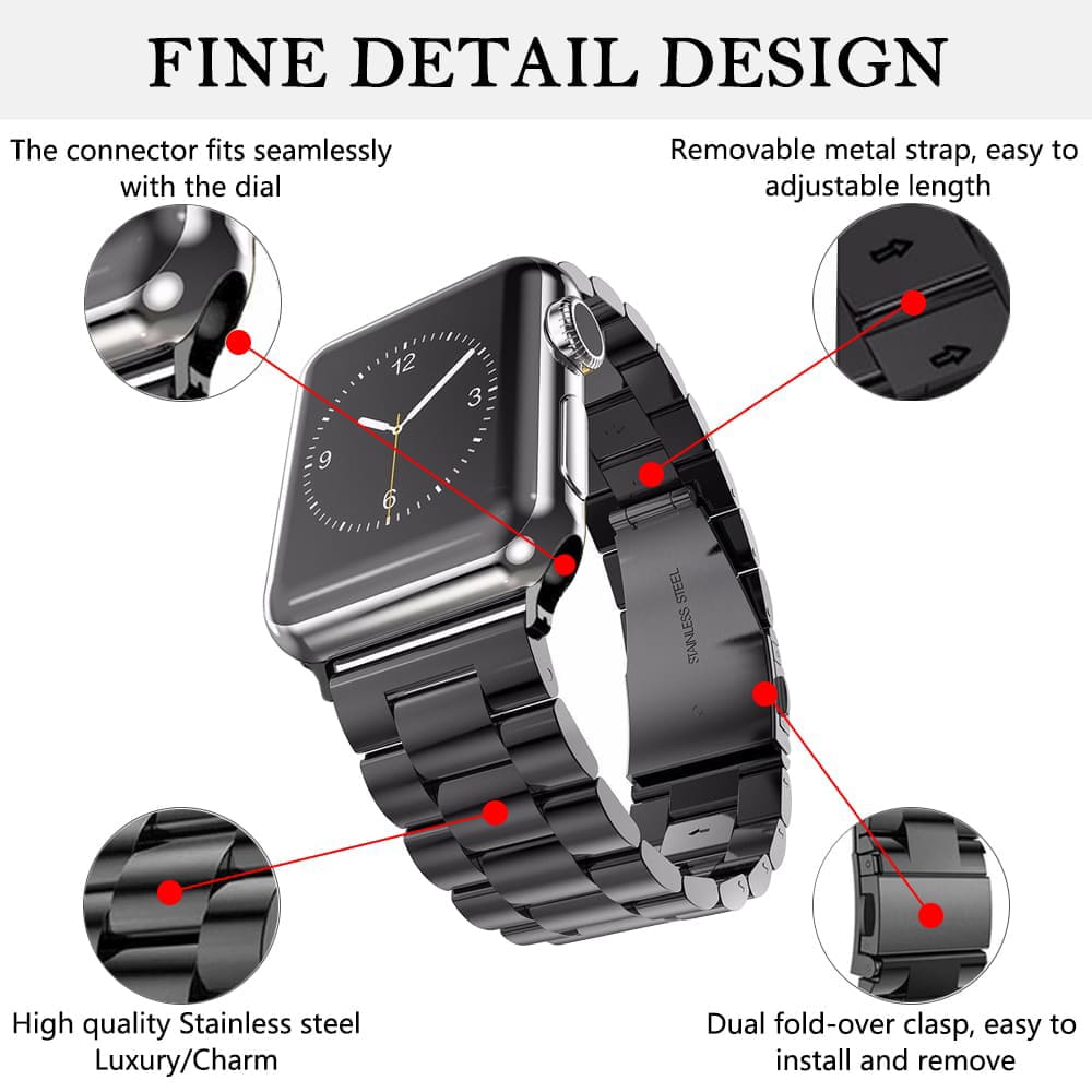 Techsuit W036 rem för Apple Watch 42mm / 41mm / 40mm / 38mm Series, Svart