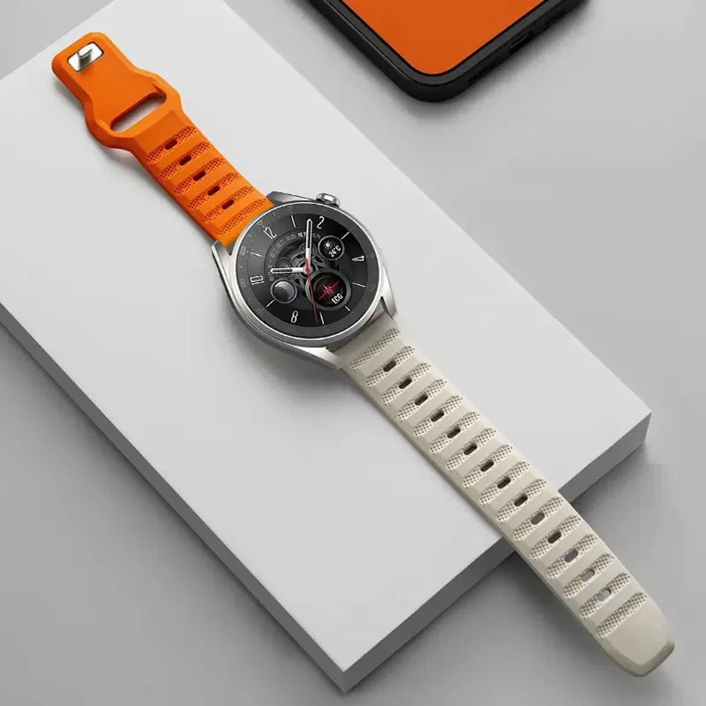 Techsuit W050 rem för Samsung Galaxy Watch / Huawei Watch Series, Beige Orange