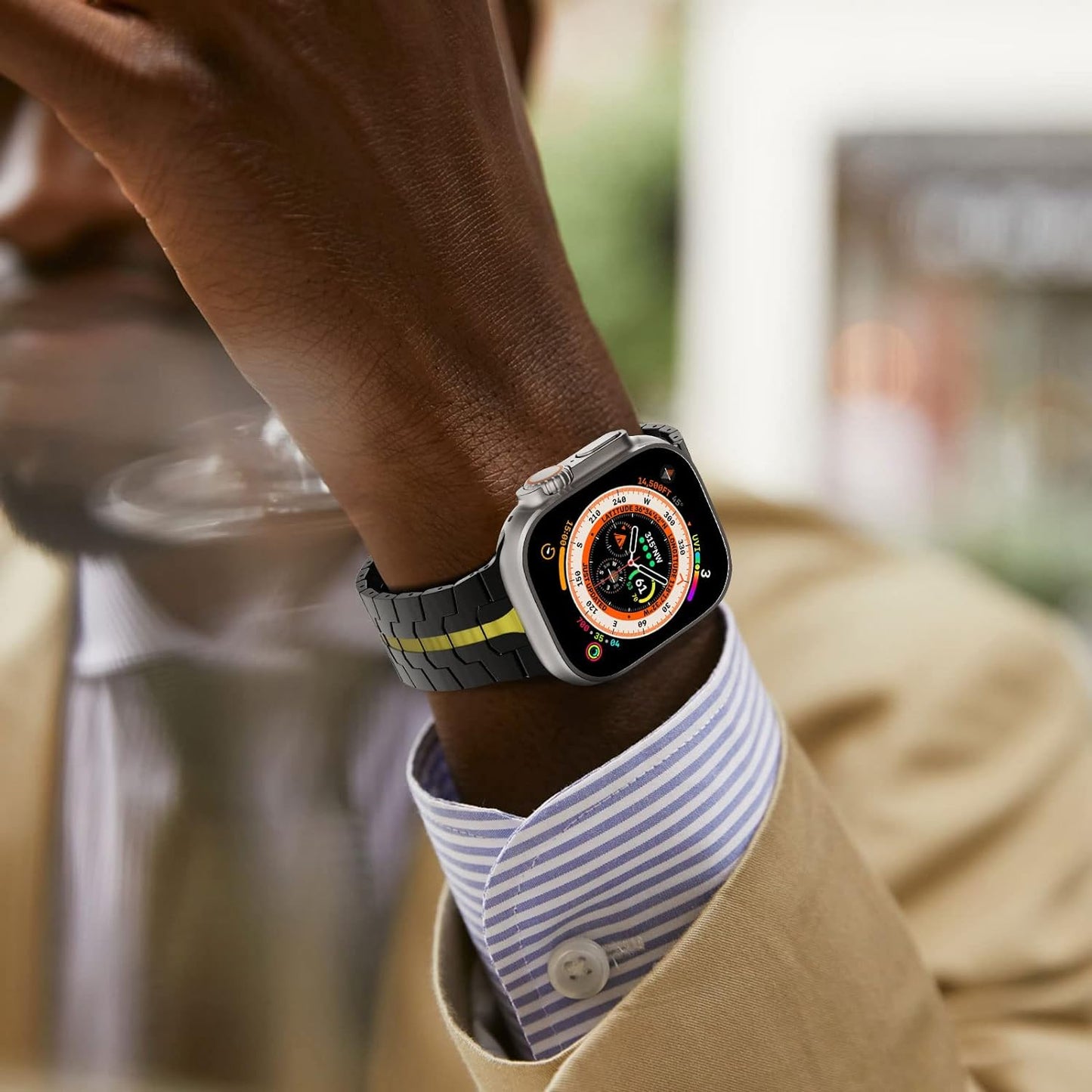 Techsuit W063 rem för Apple Watch 49mm / 46mm / 45mm / 44mm / 42mm serien, Svart Orange