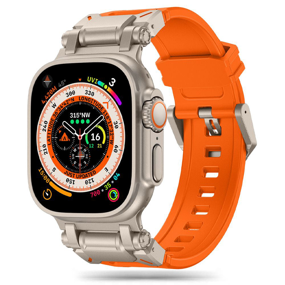Techsuit W064 klockarmband för Apple Watch 49mm / 46mm / 45mm / 44mm / 42mm Series, Silver Orange