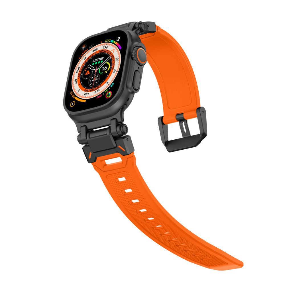 Techsuit W064 klockarmband för Apple Watch 49mm / 46mm / 45mm / 44mm / 42mm Series, Svart Orange
