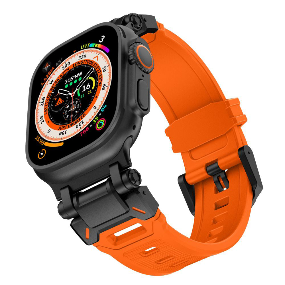 Techsuit W064 klockarmband för Apple Watch 49mm / 46mm / 45mm / 44mm / 42mm Series, Svart Orange