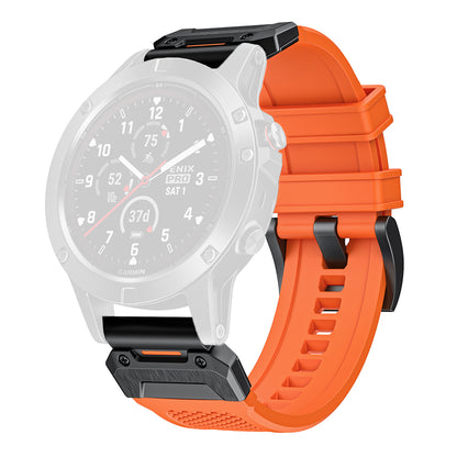 Techsuit W068 rem för Garmin Watch Fenix Series, 26mm, Svart Orange