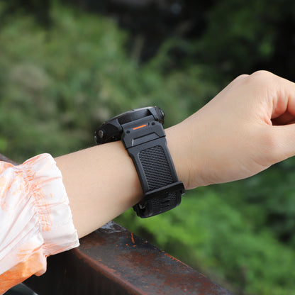 Techsuit W068 rem för Garmin Watch Fenix Series, 26mm, Svart Orange