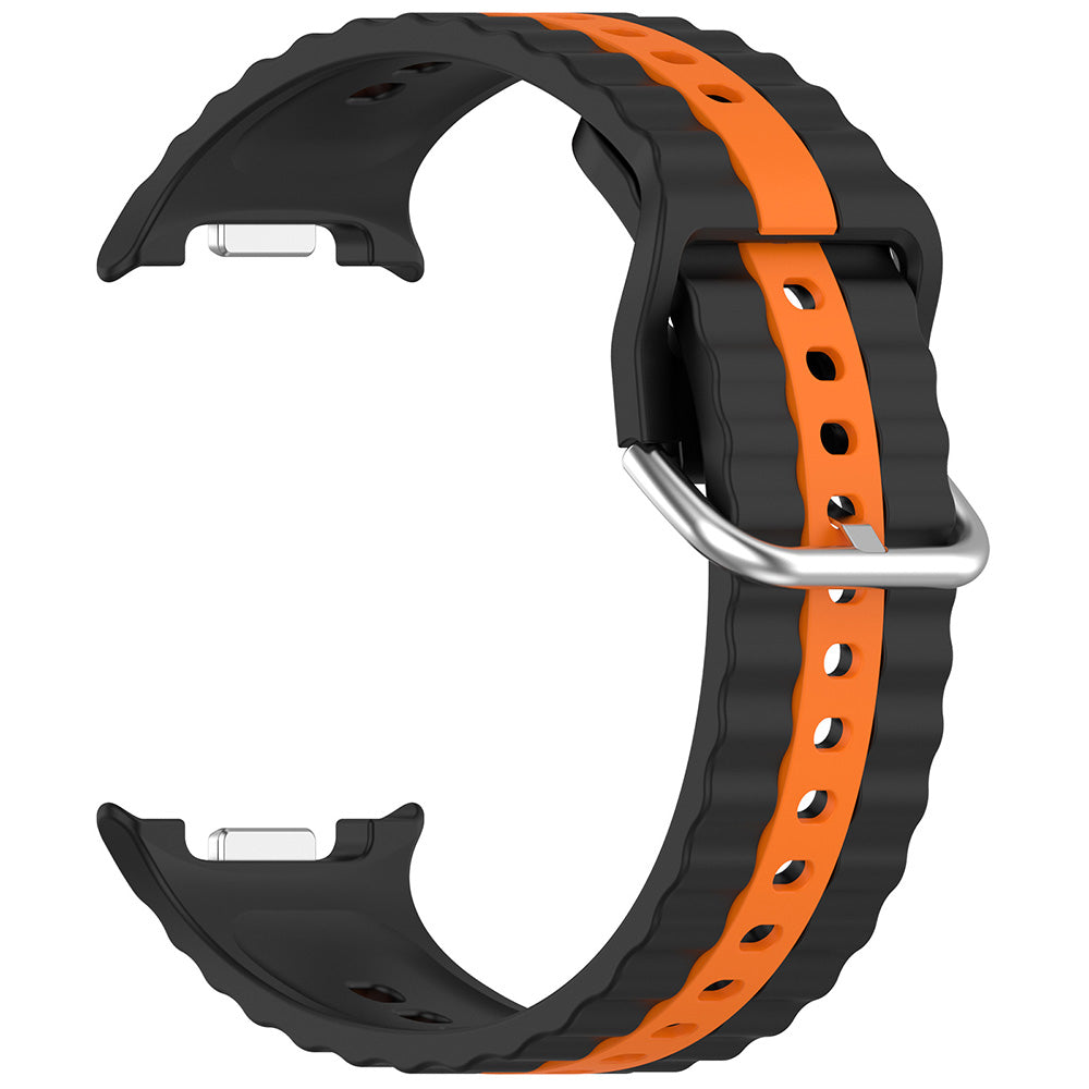 Techsuit W078 rem för Samsung Galaxy Watch 8 Classic / Watch8 44mm / Watch 8 40mm, Svart Orange