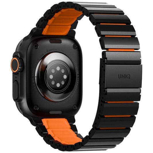UNIQ Strova Flex-armband för Apple Watch 49mm / 46mm / 45mm / 44mm / 42mm-serien, Svart Orange