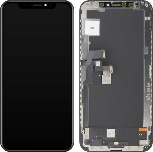 GX Pekskärm för Apple iPhone XS, med ram, OLED-version, svart