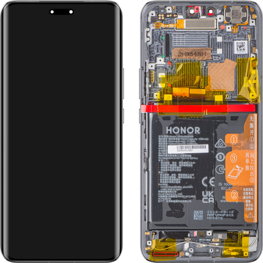 Pekskärm Display Pekskärm Honor Magic6 Pro, med ram och batteri, svart, Service Pack 0235ALQD 