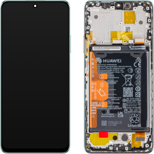 Display med pekskärm Huawei nova Y90, med ram och batteri, Emerald Green, Service Pack 02355ARG