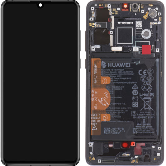 Pekskärm Huawei P30, med ram och batteri, svart, Service Pack 02354HLT