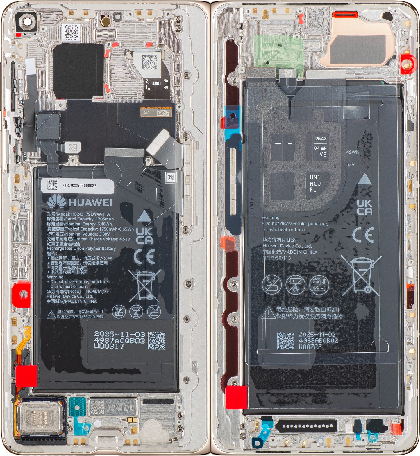 Display med Touchscreen Huawei Mate X7, med Ram och Batteri, Guld, Service Pack 02357JRJ