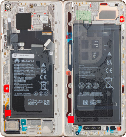 Display med Touchscreen Huawei Mate X7, med Ram och Batteri, Guld, Service Pack 02357JRJ
