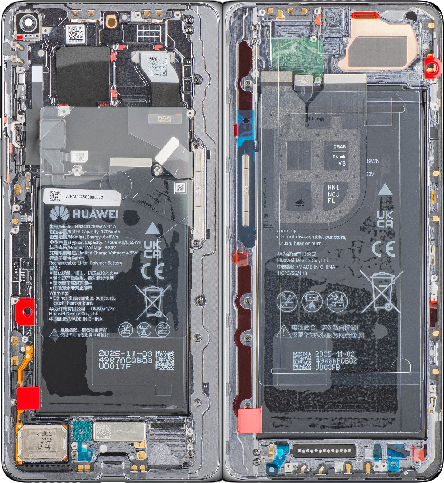 Display med Touchscreen Huawei Mate X7, med Ram och Batteri, Grå, Service Pack 02357JRM