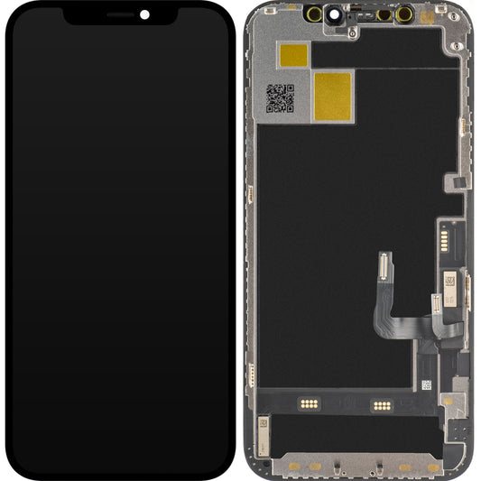 JK Touchscreen Display för Apple iPhone 12 / 12 Pro, med ram, OLED IC Flyttbar version, Svart