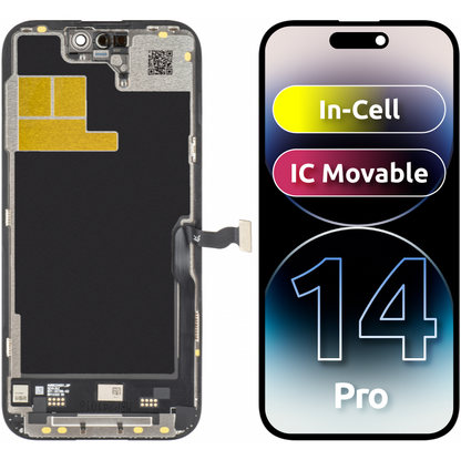 JK Touchscreen-display för Apple iPhone 14 Pro, med ram, LCD In-Cell IC flyttbar version, svart