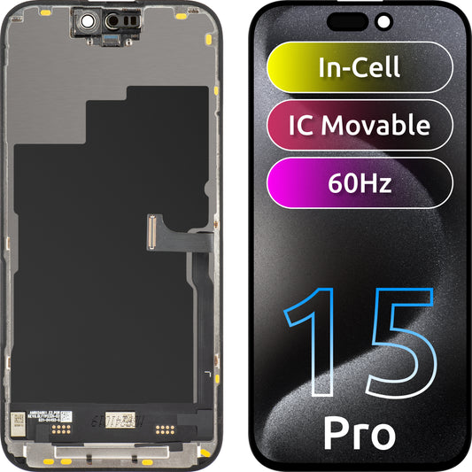 Display med Touchscreen JK för Apple iPhone 15 Pro, med Ram, LCD In-Cell IC Movable-version, Svart
