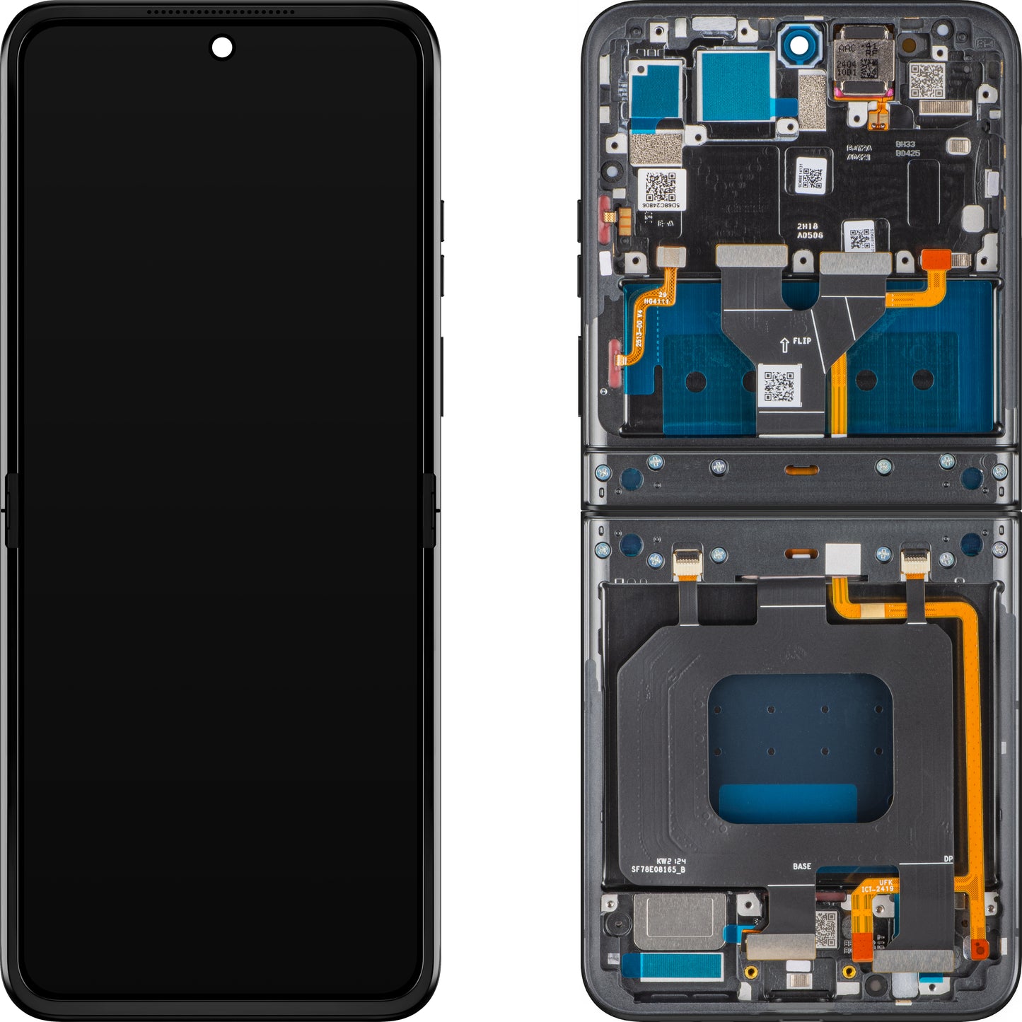 Display med Touchscreen Motorola Razr 2024 / Razr 50, med Ram, Under Inner, Grå (Steel Wool), Service Pack 5D68C24806