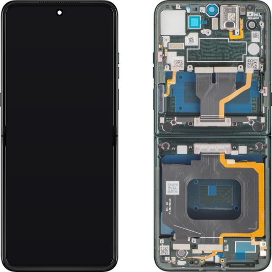 Display med Touchscreen Motorola Razr 60 Ultra, med Ram, Under Inner, Grön (Pantone Scarab), Service Pack 5D68C30088