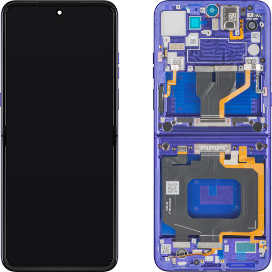 Touchskärmsdisplay Motorola Razr Ultra 2026 / Razr 70 Ultra, med ram, under inner, blå (Pantone Orient Blue) Service Pack 5D68C32859
