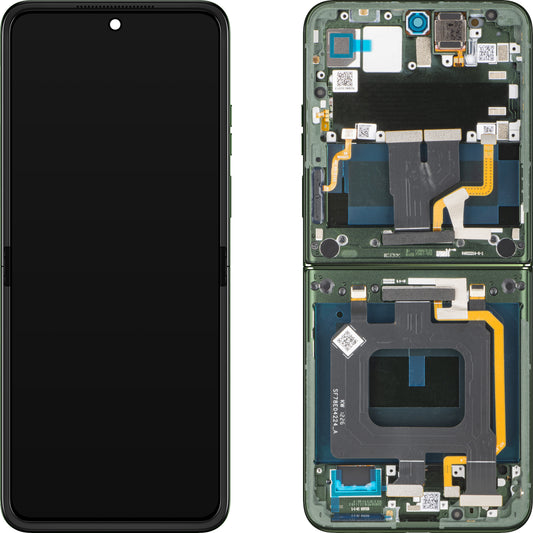Motorola Razr 70 Plus pekskärmsdisplay, med ram, under innerdel, grön (Pantone Mountain View) Service Pack 5D68C32313