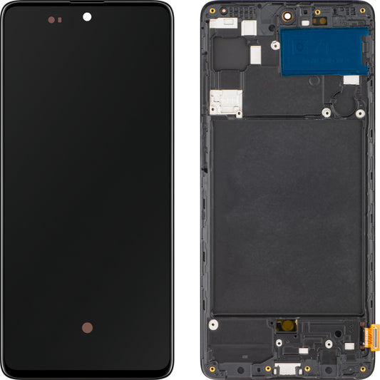 MP pekskärm kompatibel med Samsung Galaxy A71 A715, med ram, OLED-version, svart, swap