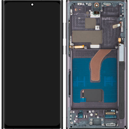 Display med Touchscreen MP kompatibel med Samsung Galaxy S22 Ultra 5G S908, med Ram, OLED-version, Svart