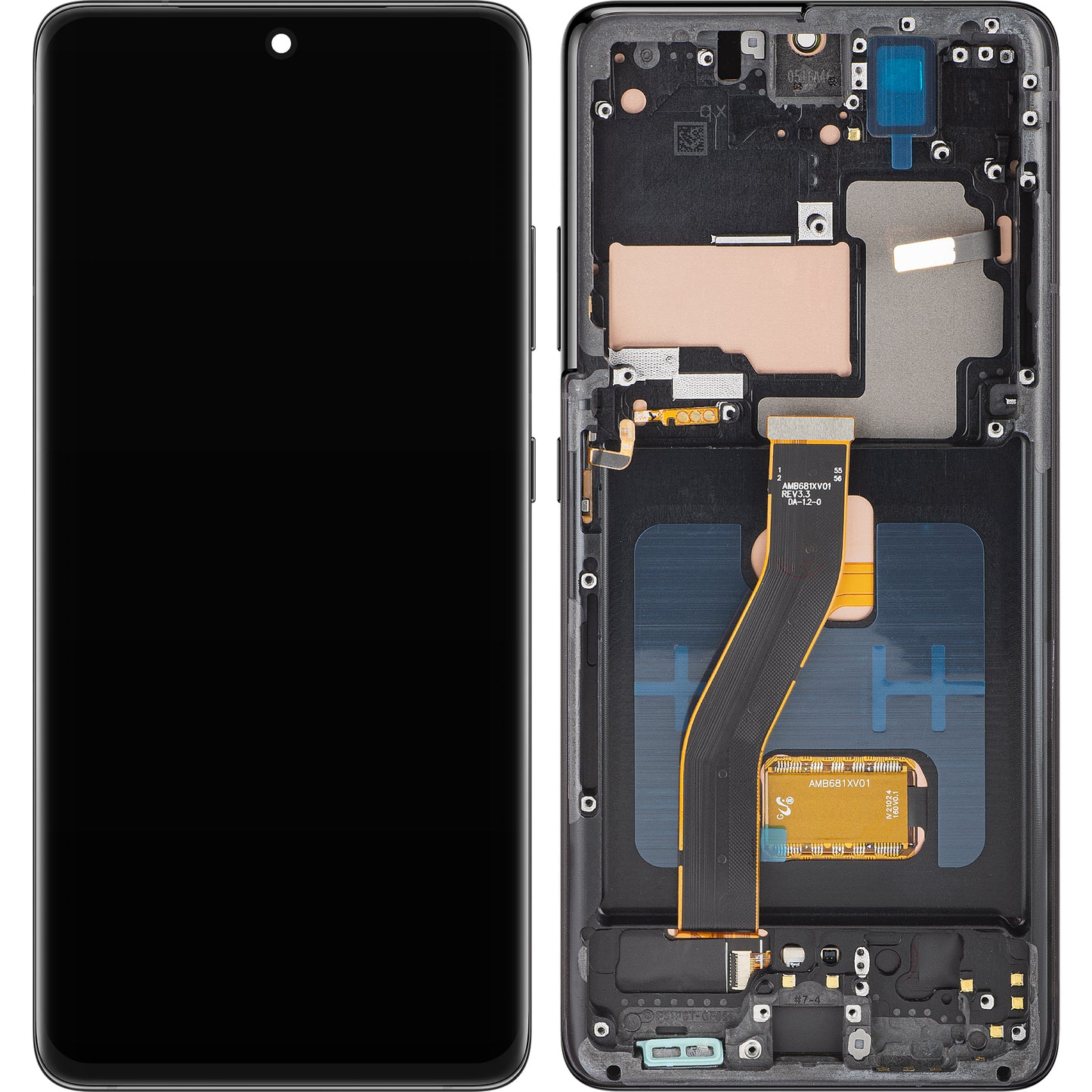 MP Touchscreen Display compatible with Samsung Galaxy S21 Ultra 5G G998, with Frame, OLED Version, Black