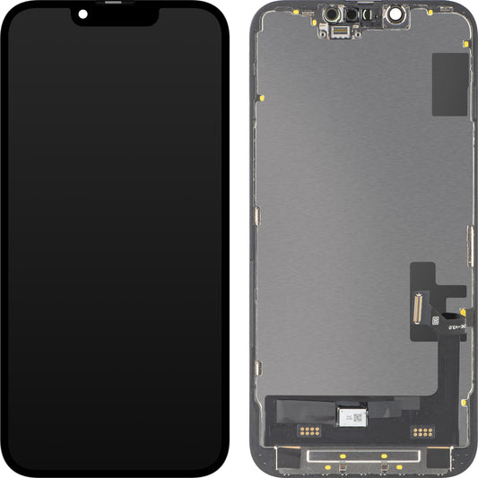 Display med MP Touchscreen kompatibel med Apple iPhone 14, med Ram, Soft OLED FHD Diagnostic Version, Svart
