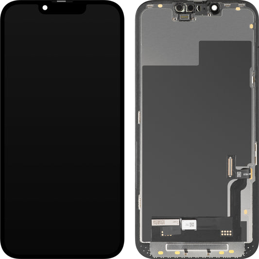 Display med MP Touchscreen kompatibel med Apple iPhone 13, med Ram, Soft OLED FHD Diagnostic Version, Svart
