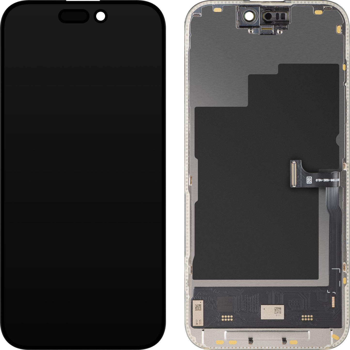 Display med MP Touchscreen kompatibel med Apple iPhone 15 Pro, med Ram, Soft OLED IC Movable 120Hz FHD-version, Svart