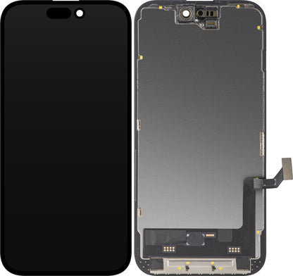 Display med MP Touchscreen kompatibel med Apple iPhone 15, med Ram, Soft OLED FHD IC Movable-version, Svart