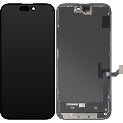 MP Touchscreen Display compatible with Apple iPhone 15 Plus, with Frame, Soft OLED FHD Movable IC Version, Black