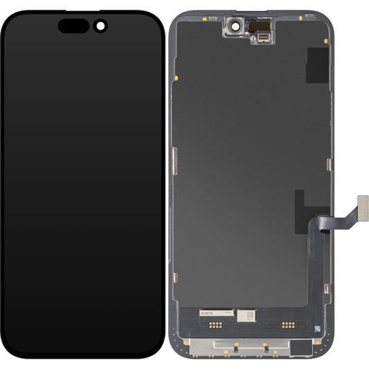 Display med Touchscreen MP kompatibel med Apple iPhone 15 Plus, med Ram, Soft OLED FHD IC Movable-version, Svart