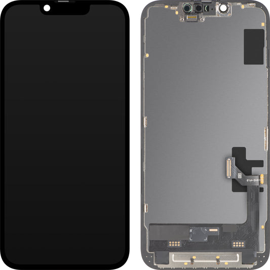 MP Touchscreen-display kompatibelt med Apple iPhone 17e / 16e, med ram, mjukvaruversion Soft OLED FHD 120Hz IC flyttbar, svart