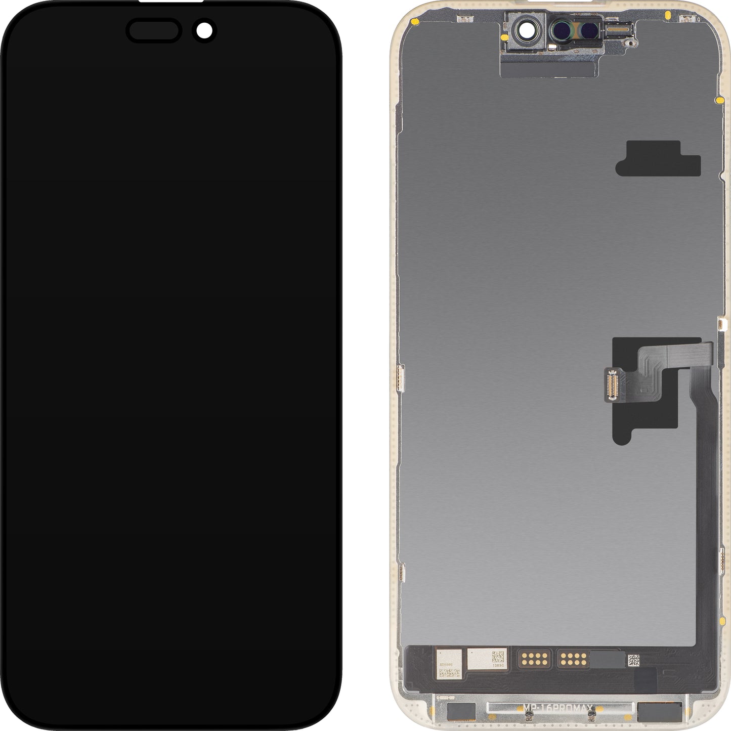 MP Touchscreen-display kompatibel med Apple iPhone 16 Pro Max, med ram, Soft OLED FHD IC Movable-version, svart