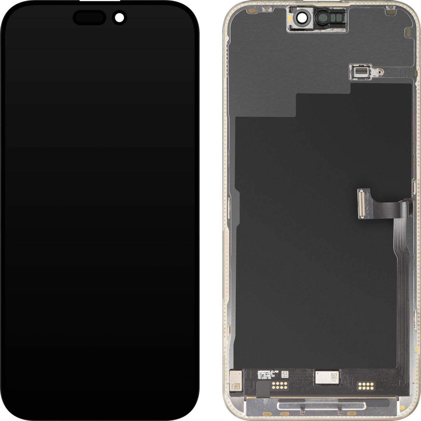 MP Touchscreen-display kompatibelt med Apple iPhone 15 Pro Max, med ram, Premium Soft OLED FHD 120Hz-version, svart, återförseglad