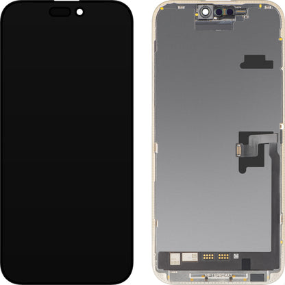 MP Touchscreen-display kompatibelt med Apple iPhone 16 Pro Max, med ram, mjukvaruversion OLED FHD Diagnostic, svart