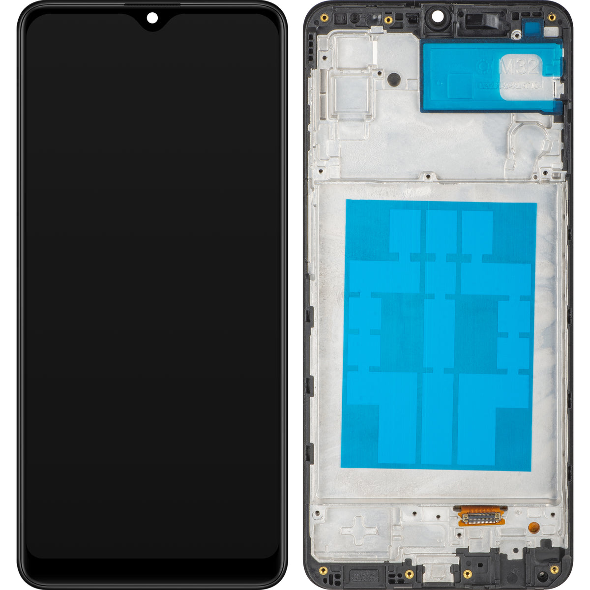 MP Touchscreen-display kompatibelt med Samsung Galaxy M32 M325, med ram, svart