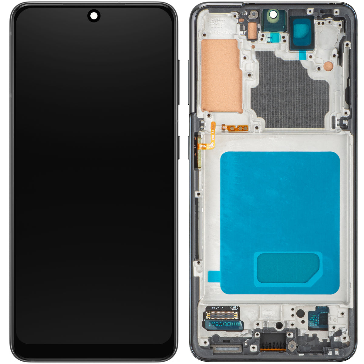 MP Touchscreen-display kompatibelt med Samsung Galaxy S21 5G G991, med ram, svart