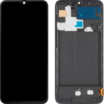 MP Touchscreen Display kompatibel med Samsung Galaxy A70 A705, med ram, svart 