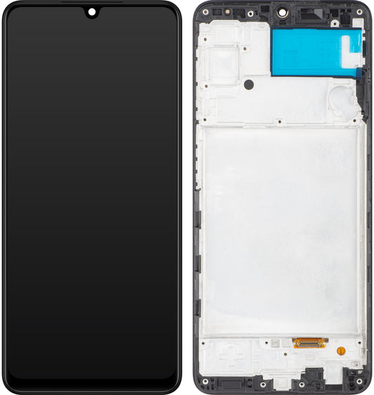MP Touchscreen Display kompatibel med Samsung Galaxy A22 A225, med ram, svart 