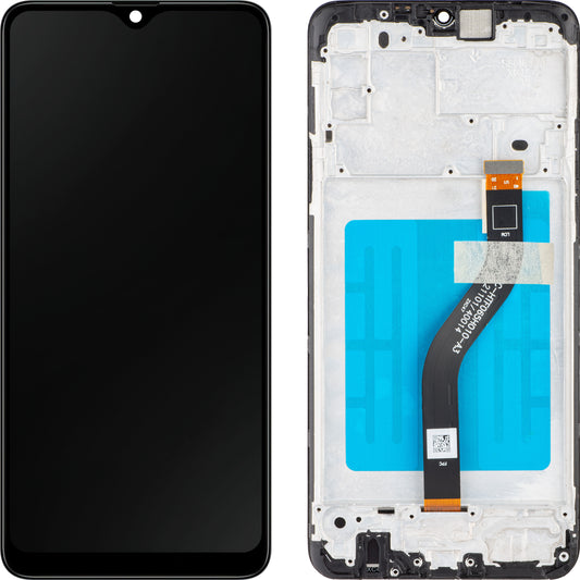 MP Touchscreen Display kompatibel med Samsung Galaxy A20s A207, med ram, svart 