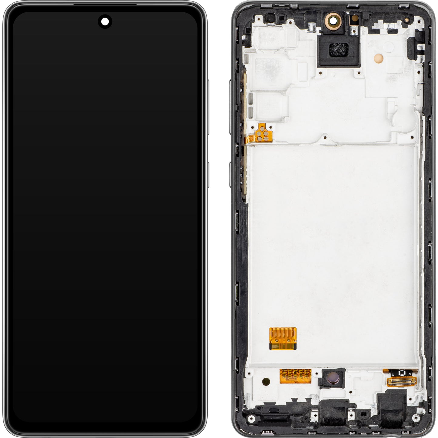 MP Touchscreen Display kompatibel med Samsung Galaxy A72 A725 / A72 5G A726, med ram, OLED-version, Svart 