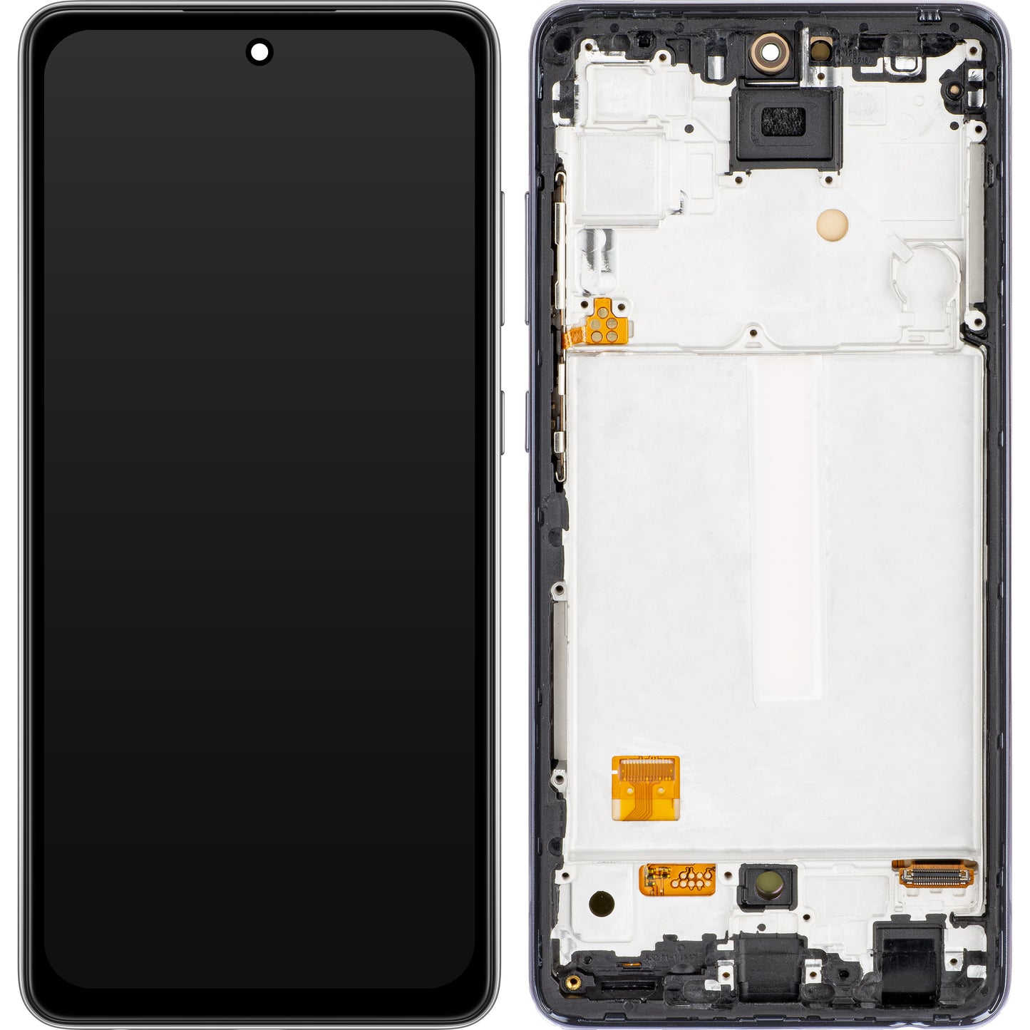 MP Touchscreen Display kompatibel med Samsung Galaxy A52s 5G A528 / A52 5G A526 / A52 A525, med ram, OLED-version, Svart