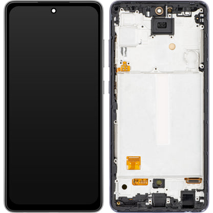 MP Touchscreen Display kompatibel med Samsung Galaxy A52s 5G A528 / A52 5G A526 / A52 A525, med ram, OLED-version, Svart