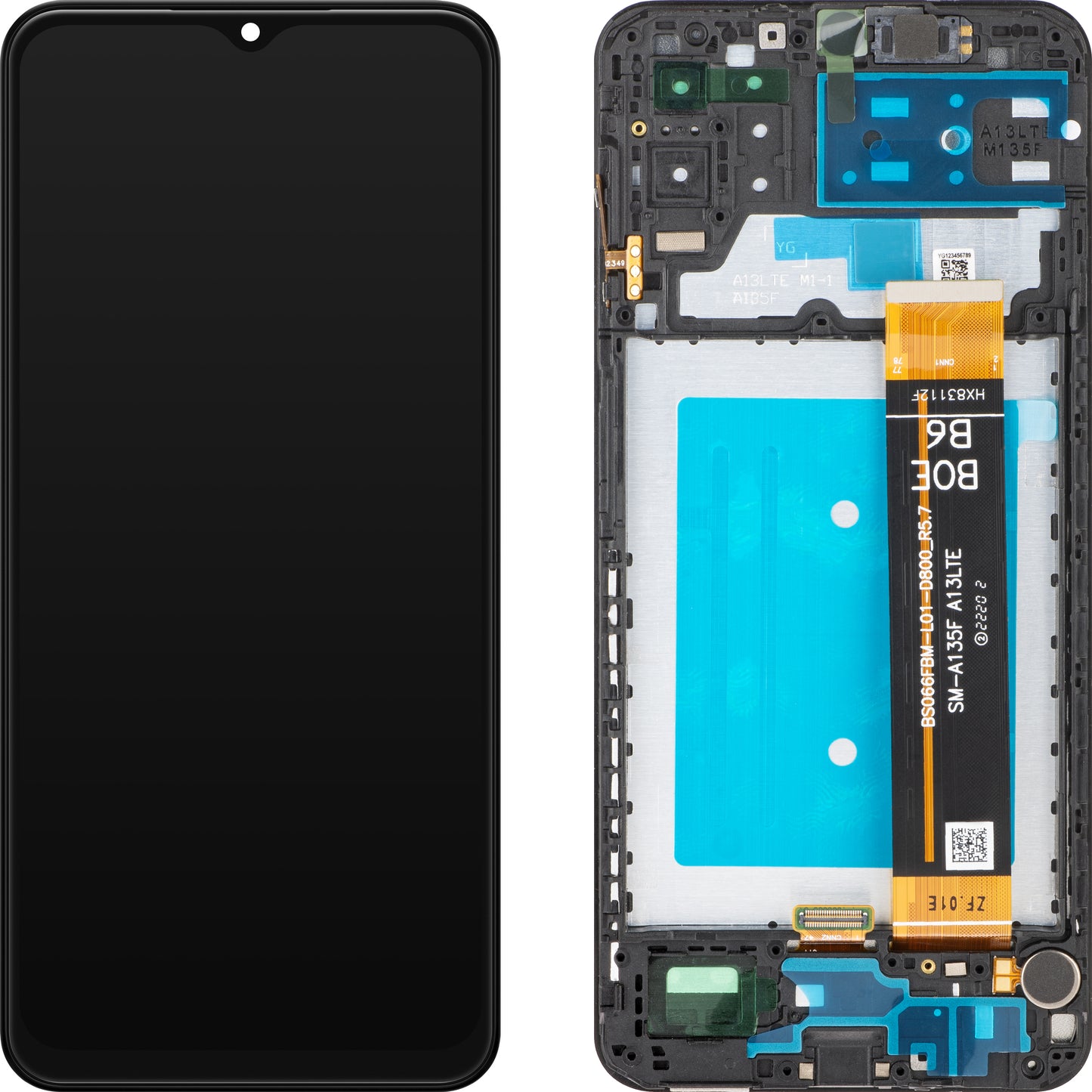 Pekskärm MP Display kompatibel med Samsung Galaxy A13 A137 / A13 A135, med ram, Svart 